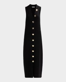 Axia Button-Front Knit Sleeveless Maxi Dress at Neiman Marcus