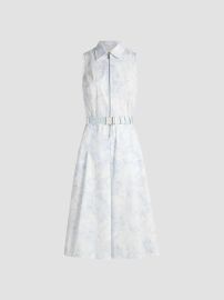Women\'s Kylo Belted Midi-Shirtdress - Ivory Pale Blue Lace Print - at Saks Fifth Avenue