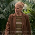 Carol's green striped sweater and suede jacket on Leanne Carol's green striped sweater and suede jacket on Leanne