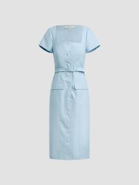 Women\'s The Mademoiselle Belted Cotton Midi-Dress - Sea Blue - at Saks Fifth Avenue