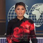 Jericka's black rose print shirt on CBS Evening News Jericka's black rose print shirt on CBS Evening News