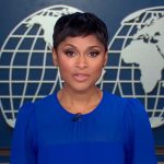 Jericka's blue embroidered waist dress on CBS Evening News Jericka's blue embroidered waist dress on CBS Evening News