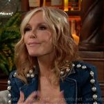 Lauren's denim jacket with pearl studs on The Young and the Restless Lauren's denim jacket with pearl studs on The Young and the Restless