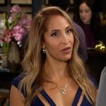 Lily's navy v-neck dress with cutouts on The Young and the Restless Lily's navy v-neck dress with cutouts on The Young and the Restless